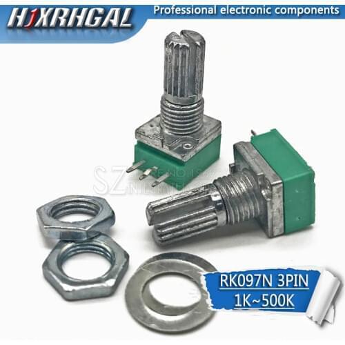 5pcs RK097N 5K 10K 20K 50K 100K 500K B5K with a switch audio 3pin shaft 15mm amplifier sealing potentiometer hjxrhgal