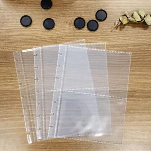 50pcs/Lot Inner Page Transparent Thickened PP 5/6/7/8 Inch Mushroom Hole Loose Leaf DIY Document Booklet Storage Bag Office Acce