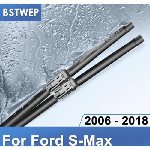 BSTWEP Wiper Blades for Ford S-Max Fit Push Button Arms / Pinch Tab Model Year from 2006 to 2018