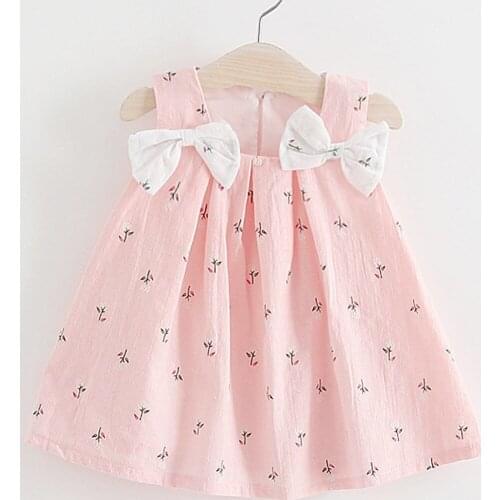 TELOTUNY dress Toddler Kid Baby Girls Solid Bow Print Suspender Princess Party Dress coton Loose frock baby dress summer 2020apr