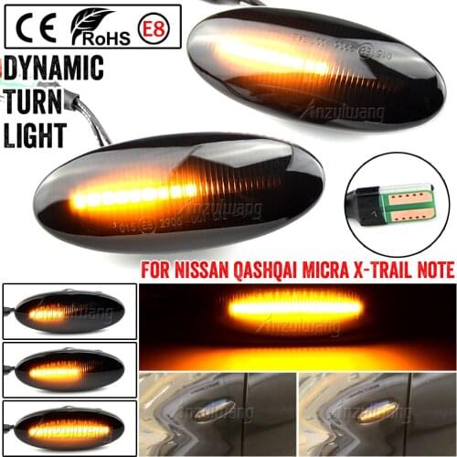 For Nissan Qashqai Dualis Juke Micra March Micra CUBE EVALIA Note X-Trail LEAF Dynamic LED Side Marker Turn Signal Lights