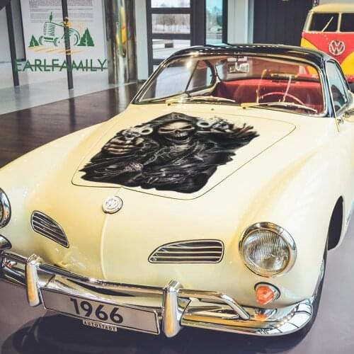 EARLFAMILY 43cm x 32.8cm Fahsion Big Car Stickers for Grim Reaper Assasin Skull Waterproof Car Door Protector Wall Decals