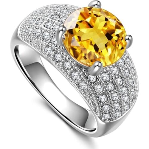 Hainon Silver Color Finger Ring For Lady Paved Full Crystal Pink Purple CZ Luxury Princess Wedding Engagement Ring Jewelry