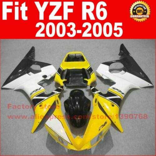 Custom ABS motorcycle fairing kits for YAMAHA 2003 2004 2005 YZFR6 yellow white YZF R6 03 04 05 fairings kit bodywork parts