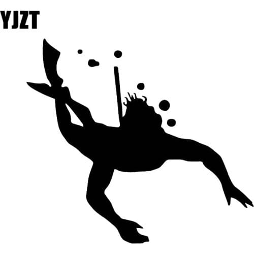 YJZT 15CM*16.6CM Beautiful Car Decoration Diving Adventure Decals Vinyl Fashion Car Stickers Black/Silver C30-0559