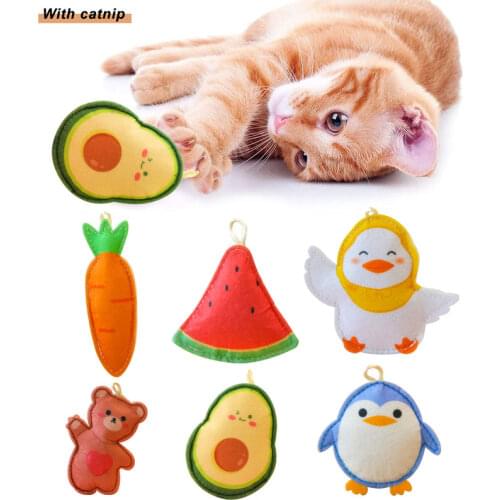 Cute Cat Toys with Catnip Cartoons Pet Supplies for Kitten Wool Animal Shaped Pet Products Chewing Pet Accessories Dropshipping