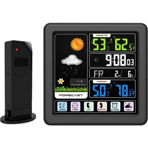 Multifunctional Wireless Weather Station Touch Screen Thermometer Hygrometer Indoor Outdoor Forecast Sensor Clock