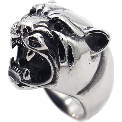 AsJerlya Retro Titanium Steel Punk Leopard Head Rings For Men Stainless Steel Finger Ring Cool Jewerly Accessories Dropshipping