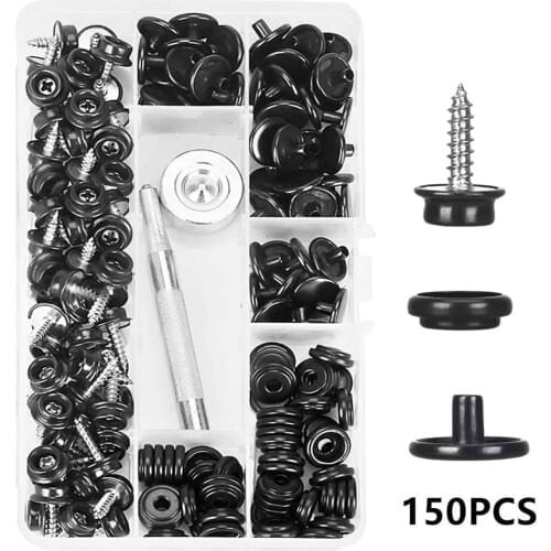 150 Pcs/set Stainless Steel Snap Button Canvas Boat Cover Snap Fastener Socket Screw Tool Kit