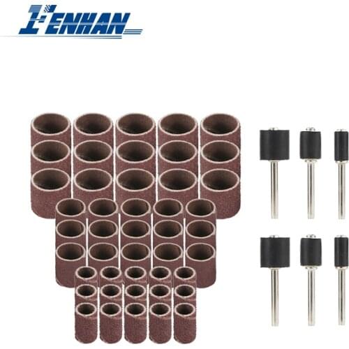 51pcs Drum Sanding Set 6.35/9.5/12.7mm Sanding Disc with 1/4"3/8"1/2" Inch Band Mandrels Rotary Tools Accessories Set