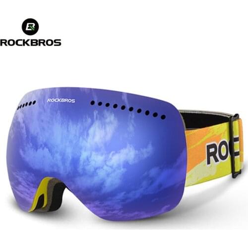 ROCKBROS Ski Goggles Magnetic Winter Anti-Fog Ski Glasses With Ski Mask Adult Double Layers UV400 Snowboard Goggles Protection