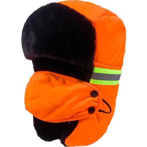 Autumn Winter Plush Thickening With Reflective Strip Sanitation And Labor Protection Hat Outdoor Cold And Wind Resistance Cap
