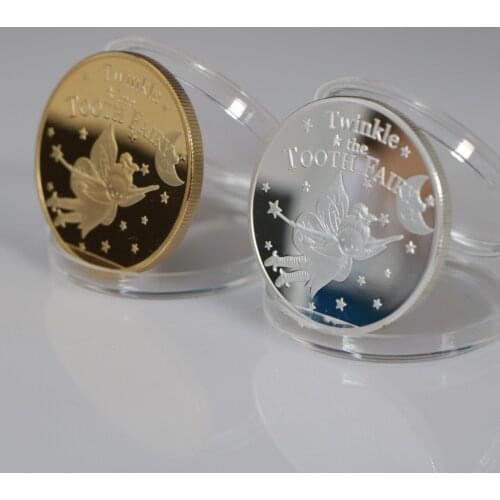 2pcs/lot Tooth Fairy Gold Silver Plated Coin Commemorative Coins Children Baby Teeth Growth Gifts Souvenir Art Crafts Decoration