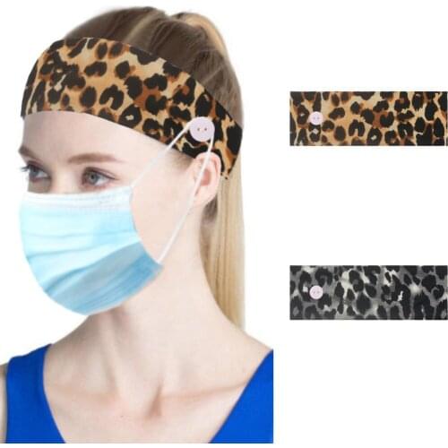 Soft Earmuff Headband With Button For Mask Leopard print Outdoor Yoga sweat-absorbent and quick-drying Headwear Hair Accessories