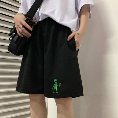 Korean tide aliens Harajuku Vintage casual dropshipping regular loose Big size straight BF pantalones jogger bike shorts female