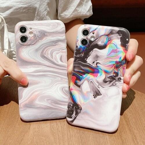 Gradient Ink Painting Case For iPhone 11 12 Pro XR XS Max X 7 8 6S 6 Plus 5 5S SE 2020 Watercolor Marble Silicone Case Cover