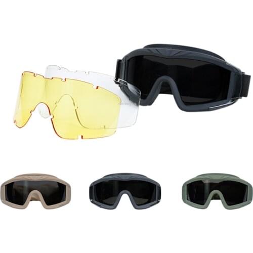 Tactical Paintball Goggles Windproof Outdoor Cycling Motorcycle Eyewear Army Military Airsoft Shooting Hunting Glasses 3 Lenses