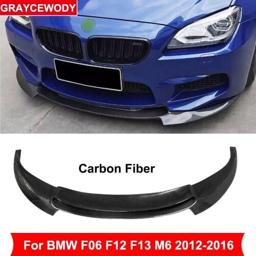 V Style Real Carbon Fiber Front Bumper Lip Protector For BMW F06 F12 F13 M6 640i 650i 2012-2016 Car Modification