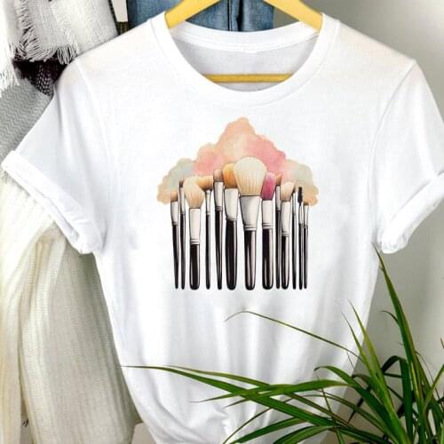 Women Clothes Make Up Beauty 90s Style Cartoon Summer Fashion Short Sleeve Summer Print Tshirt Female Tee Top Graphic T-shirt