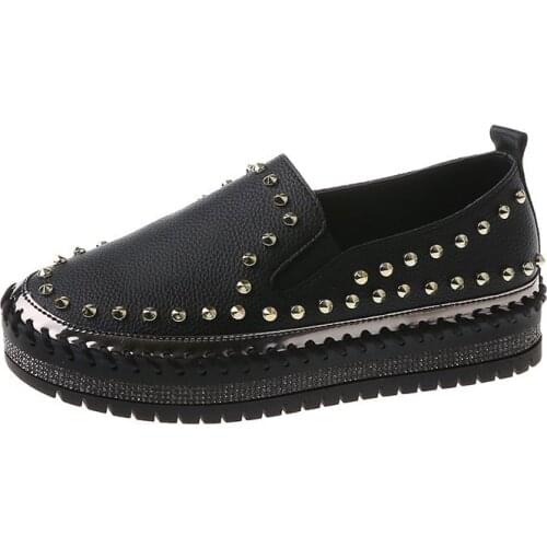 Womens Casual Shoes Rivet Decor All Match Solid Color Comfy Breathable Casual Fashion Shoes