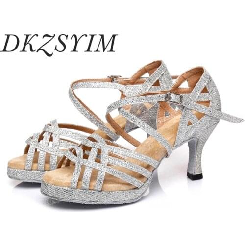 DKZSYIM Latin Dance Shoes Jazz Salsa Ballroom Shoes Woman Sandals Platform high hell shoes wholesale soft sole easy to put