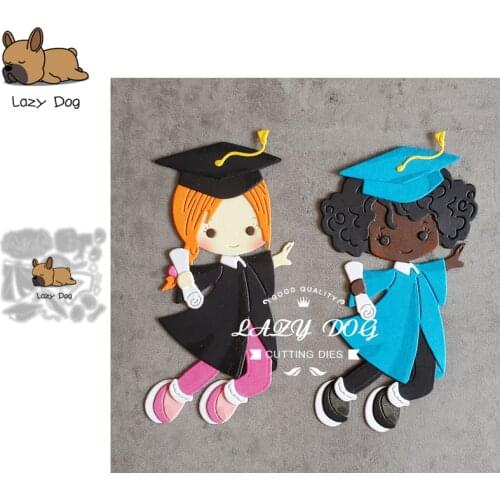 Female graduation bachelor uniform Metal Cutting Dies Scrapbooking Stencil DIY Craft Embossing Die Cuts Card Making New 2021