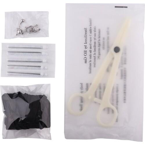 1set Professional Body Piercing Tool Kit Dispoable Sterile Piercing Kit Belly Ring Tongue Tragus Nipple Lip Eyebrow Nose Body