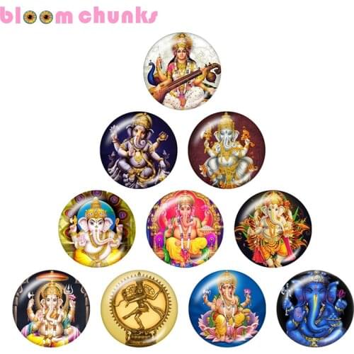Elephant buddha YOGA 10pcs mixed 12mm/18mm/20mm/25mm Round photo glass cabochon demo flat back Making findings S2618