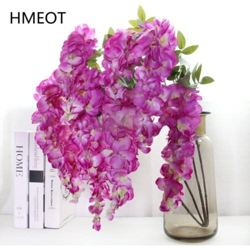 105 CM Artificial Wisteria Flower Ceiling Hang Flower String Wedding Backdorp Wall Display Fake Plants Vine Garland Home Decor