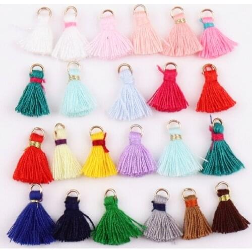 12Pcs/Pack 1.5cm Length Mini Tassel Cotton Tassel with Ring For Earring Findings DIY Hand Made Jewellery Making Sewing Craft