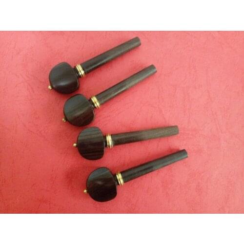 12pcs high quality 4/4 Violin Pegs ebony Violin Tuning Pegs inlaid copper violin parts