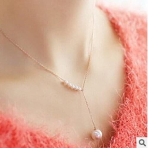 2021 European and American fashion jewelry new personality temperament simple short word imitation pearl necklace