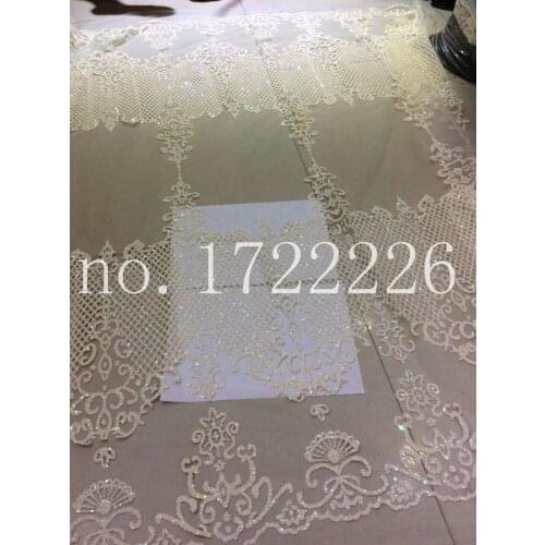 5yards HLL159# cream white no 9. hand print mesh glitter lace position flower india african wedding /evening dress