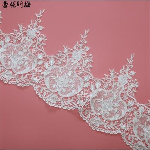 5Yds Ivory Handmade DIY Polyester Flower Venise Lace Mesh Lace Trimmings for Sewing in Lace 26cm LW0319