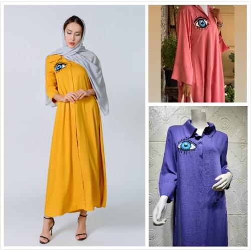 Ab013 Eyes Embroidered African Ethnic Style Embroidered Robe Jalabiya Malay Indonesian Female Muslim Robe