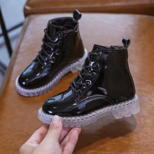 Children Maritn Boots 2021 New Autumn Shoes Boys Girls Waterproof Non-Slip Ankle Boots Kids Patent Leather Boots Rubber Sneakers