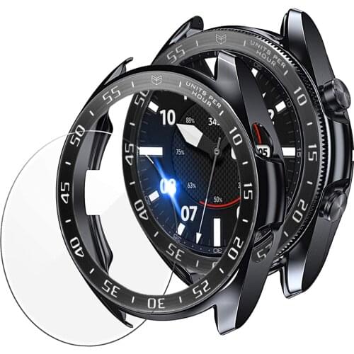 3pcs for samsung galaxy watch 3 45mm 41mm case + bezel ring + screen protector for galaxy watch 3 Tempered Glass tpu case bezel