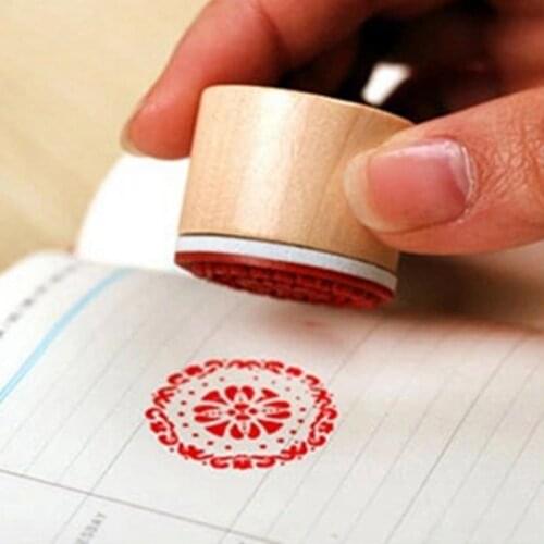 Flower Pattern Round Shape Wooden Rubber Stamp Seal For DIY Scrapbooking Card Making Diary Stationery Decoroation Wood Stamp