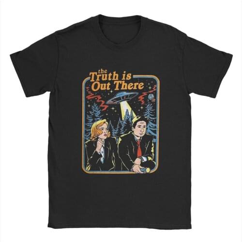 Vintage The X Files The Truth Is Out There T-Shirt for Men 100% Cotton T Shirts Cartoon Short Sleeve Tees Summer Clothes