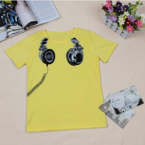 New Cartoon Design Boys Short Sleeved T-Shirts Kids Summer Clothing Casual 3D Headphone Girls Tops Blouses Tees Children Clothes