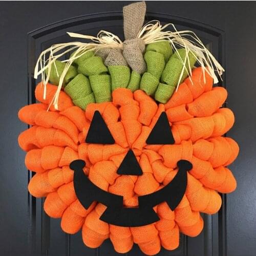 Halloween Fall Pumpkin Wreath for Front Door Hanging pendant Artificial Pumpkin Garland Autumns Harvest Holiday Decor