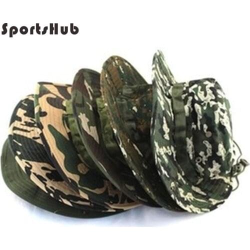 SPORTSHUB Cotton Military Camouflage Bucket Hats Camo Fisherman Hats Sun Fishing Bucket Hat Camping Hunting Hat NR0077