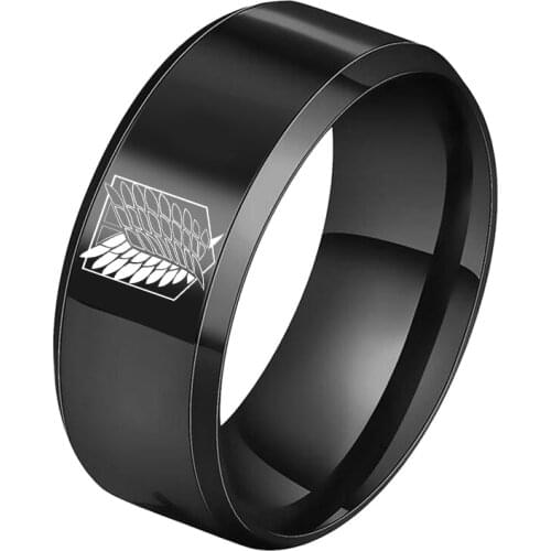 Anime Attack on Titan Titanium Stainless Steel Ring Shingeki no Kyojin Wings Of Liberty Finger Rings For Men Women Anime Fans