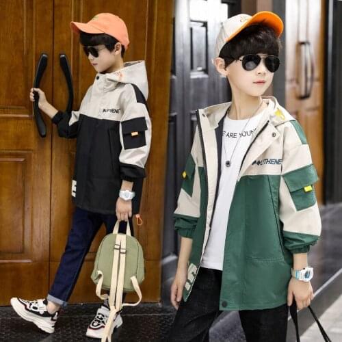 Hooded Spring Autumn Boy Coat Jackets Overcoat Top Kids Teenage Gift Children Clothes Gift Formal School High Quality
