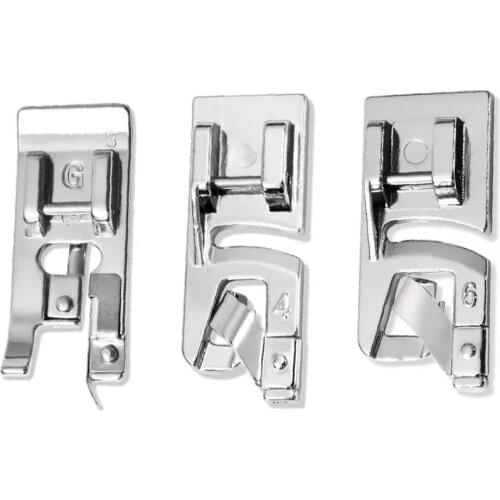 KAOBUY 3PCS Hemming Foot Kit Set Rolled Hem Presser Foot Sewing Machine Foot, Compatible With Sewing Machine