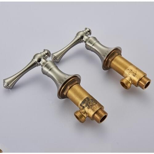Brass Switch Valve Brushed Nickel Basin Faucet Shower Mixer Bathtub Set Control Valve