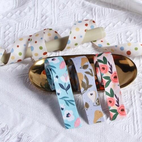 10 Yards 38MM Double Sided Flower Printed Cotton Floral Ribbon Polyester for Handmade Gift Packing DIY Hair Bow 2021062902