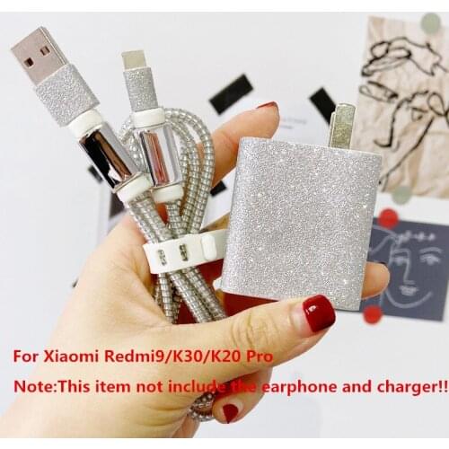 Fashion USB Cable Winder Set For Xiaomi Redmi 9/K30 4G/K20 Pro Earphone Protector With Charger Stickers Spiral Cord Protector