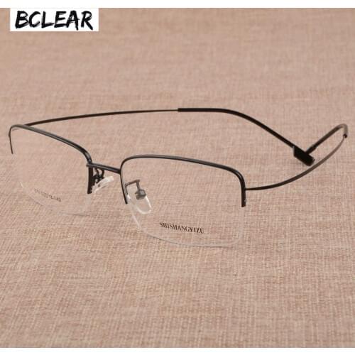 BCLEAR Fashion Mens Big Spectacle Frame Large Face Frameless Ultra-Light Memory Titanium Alloy Optical Eyeglasses Frame 2018