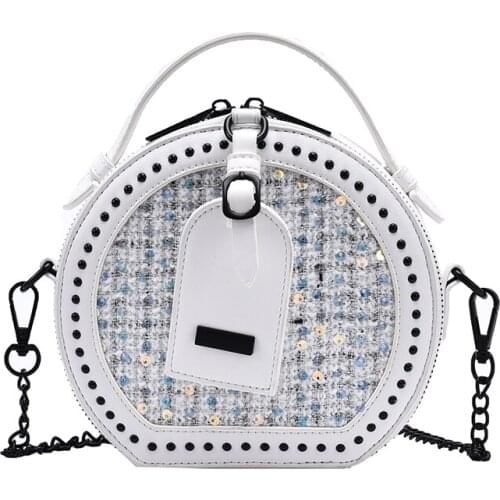 New Round Rivet Solid Color Simple PU Leather Crossbody Bags For Women 2021 Summer Travel Mini Shoulder Handbags